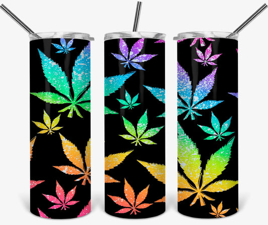 Weed Leafs MJ - 20oz or 30oz Skinny Tumblers w/ Lid and Metal Straw