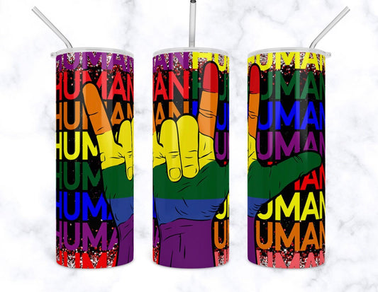 Human Rainbow- 20oz or 30oz Skinny Tumblers w/ Lid and Metal Straw