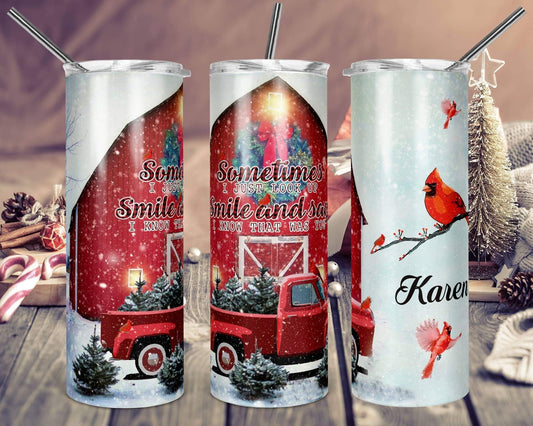 Cardinal Look & Smile - 20oz or 30oz Skinny Tumblers w/ Lid and Metal Straw