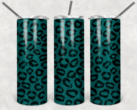 Green Leopard - 20 or 30oz Skinny Tumblers w/ Lid and Metal Straw