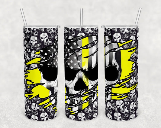 Yell Pirate Skull - 20 oz or 30oz Skinny Tumblers w/ Lid and Metal Straw