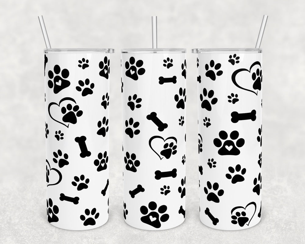 Dog Bones - 20 oz or 30oz Skinny Tumblers w/ Lid and Metal Straw