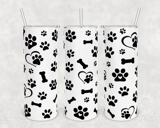 Dog Bones - 20 oz or 30oz Skinny Tumblers w/ Lid and Metal Straw
