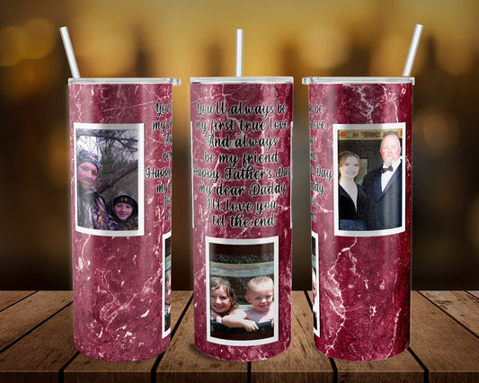 Red Marble Pictures- 20 oz or 30oz Skinny Tumblers w/ Lid and Metal Straw