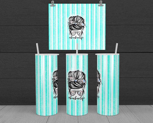 Barber Life - 20 oz or 30oz Skinny Tumblers w/ Lid and Metal Straw