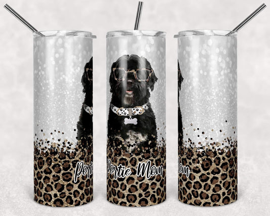 Portie Dog Mom - 20oz or 30oz Skinny Tumblers w/ Lid and Metal Straw