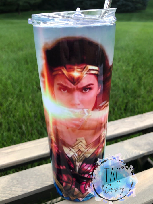 Superwoman-20 oz Skinny Tumblers w/Lid and Metal Straw