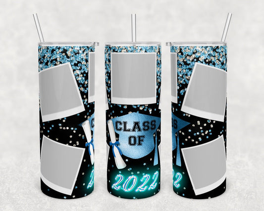 Teal Glitter Class of 22- 20 oz or 30oz Skinny Tumblers w/ Lid and Metal Straw