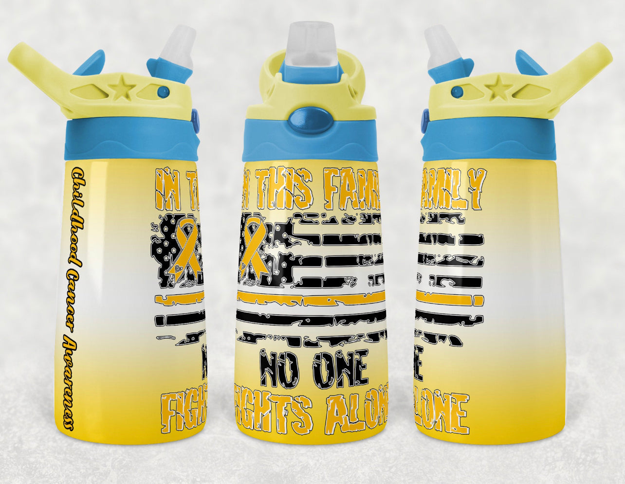 Kids Cancer Fight Yellow Ribbon - 12oz Kids Flip Cup water Bottle Tumbler