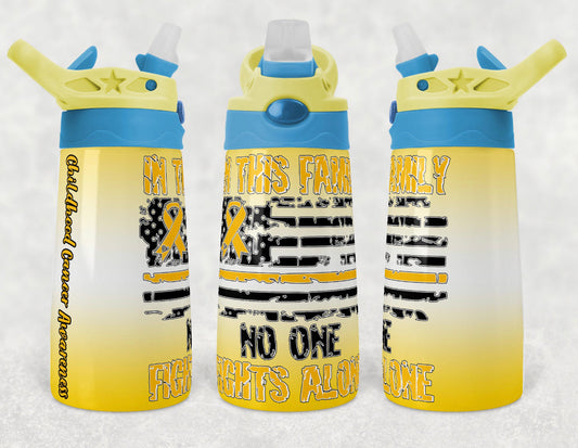 Kids Cancer Fight Yellow Ribbon - 12oz Kids Flip Cup water Bottle Tumbler