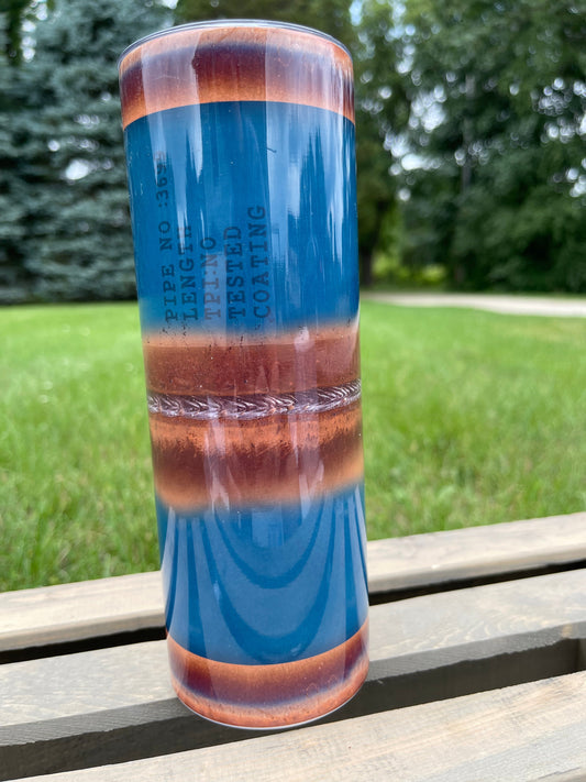 Blue and Brown Sale - 20 oz Skinny Tumblers w/ Lid and Metal Straw