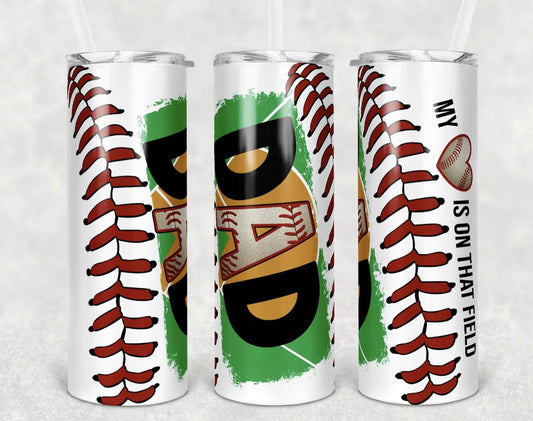 Baseball Dad - 20 oz Skinny Tumblers w/ Lid and Metal Straw