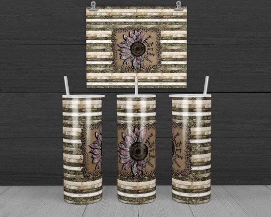 Sunflower with words - 20 oz or 30oz Skinny Tumblers w/ Lid and Metal Straw