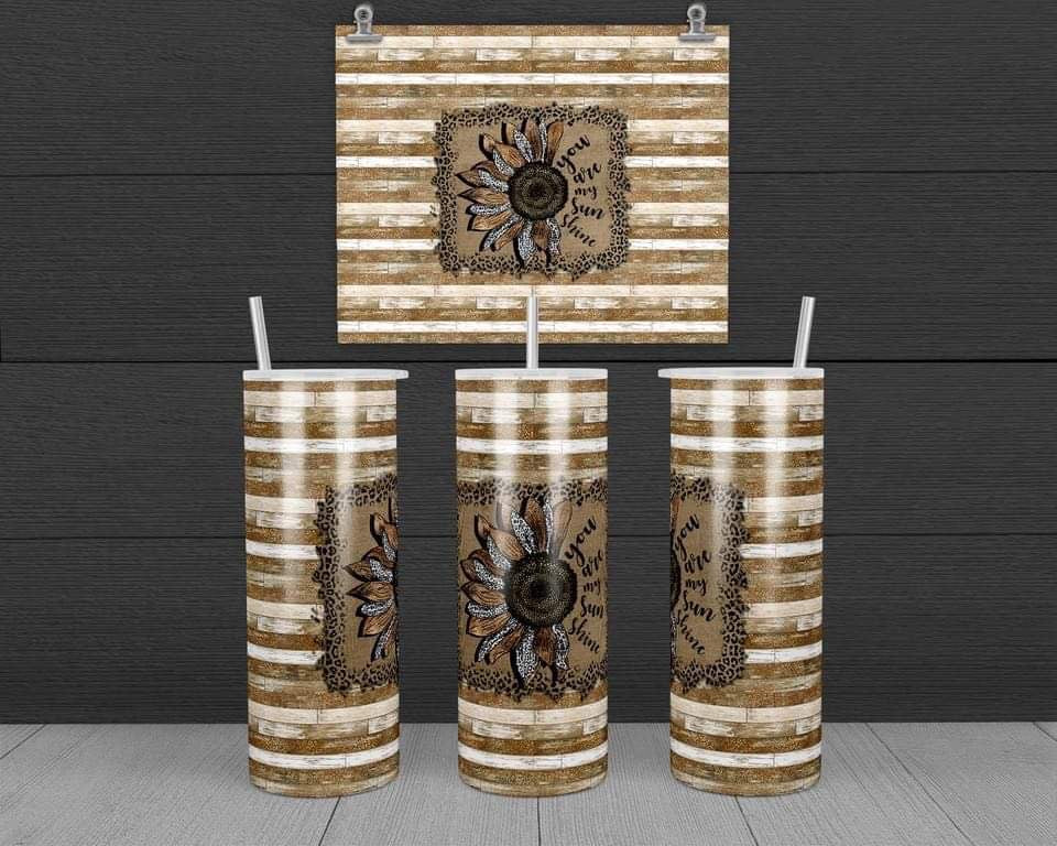 Sunflower with words - 20 oz or 30oz Skinny Tumblers w/ Lid and Metal Straw