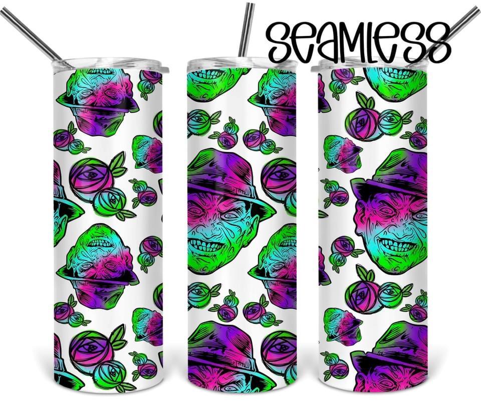 Glow in the Dark Scary - 20oz or 30oz Skinny Tumblers w/ Lid and Metal Straw