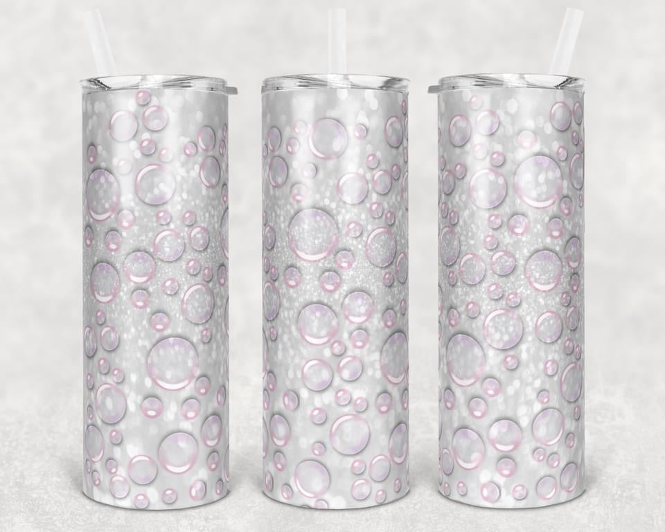 White Bubbles - 20 oz or 30oz Skinny Tumblers w/ Lid and Metal Straw