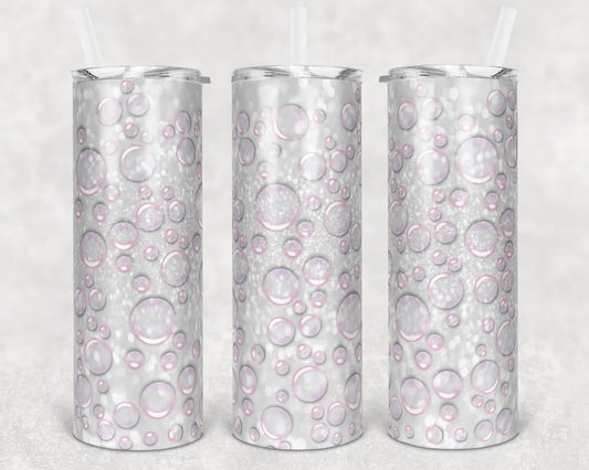 White Bubbles - 20 oz or 30oz Skinny Tumblers w/ Lid and Metal Straw