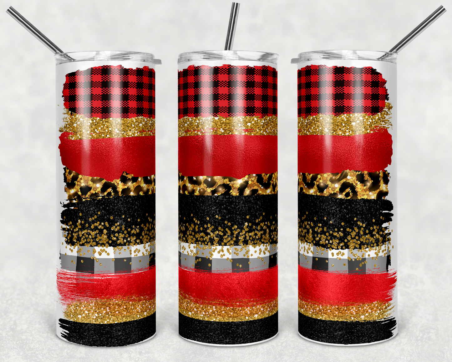 Christmas Stripes- 20 oz or 30oz Skinny Tumblers w/ Lid and Metal Straw