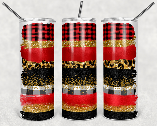Christmas Stripes- 20 oz or 30oz Skinny Tumblers w/ Lid and Metal Straw