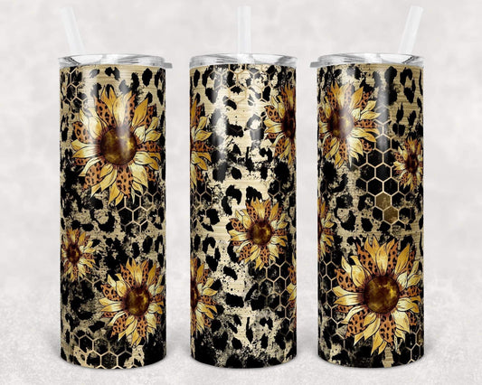 Beehive Sunflower - 20oz or 30oz Skinny Tumblers w/ Lid and Metal Straw