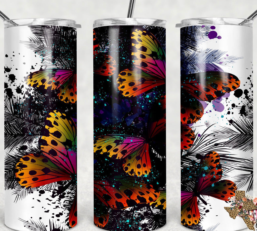 Butterflies - 20oz or 30oz Skinny Tumblers w/ Lid and Metal Straw