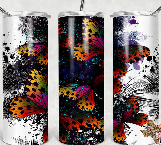 Butterflies - 20oz or 30oz Skinny Tumblers w/ Lid and Metal Straw