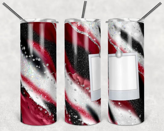 Red Glitter Picture - 20 or 30oz Skinny Tumblers w/ Lid and Metal Straw