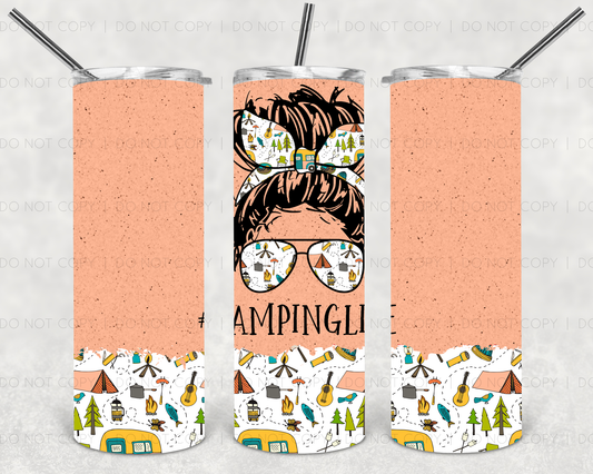 Camping Life - 20oz or 30oz Skinny Tumblers w/ Lid and Metal Straw