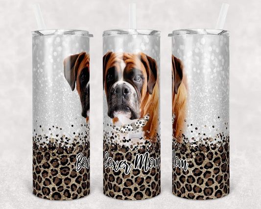 Boxer Dog Mom - 20oz or 30oz Skinny Tumblers w/ Lid and Metal Straw