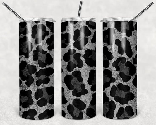 Black Cheeta Print - 20oz or 30oz Skinny Tumblers w/ Lid and Metal Straw