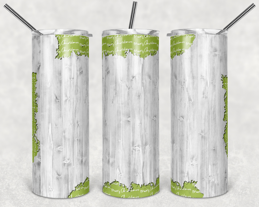 Green and White Wood- 20 oz or 30oz Skinny Tumblers w/ Lid and Metal Straw