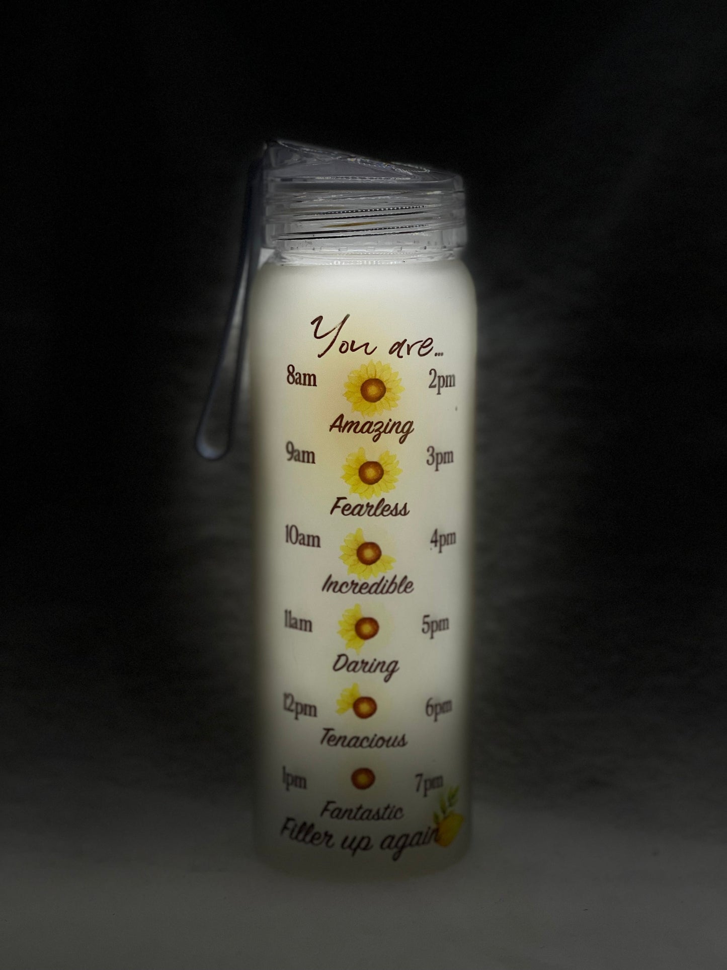 Sunflower 16oz Glass Water Bottle