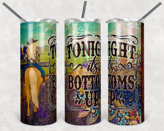 Bottoms up horse back riding- 20oz or 30oz Skinny Tumblers w/ Lid and Metal Straw