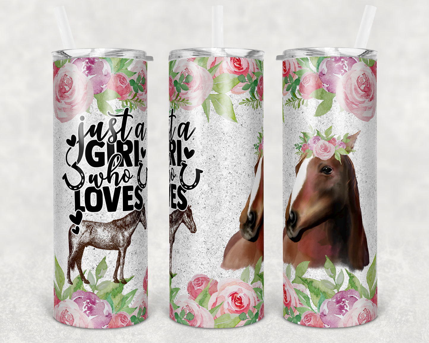 Just A Girl- 20 oz or 30oz Skinny Tumblers w/ Lid and Metal Straw