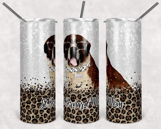St. Bernard Dog Mom - 20oz or 30oz Skinny Tumblers w/ Lid and Metal Straw