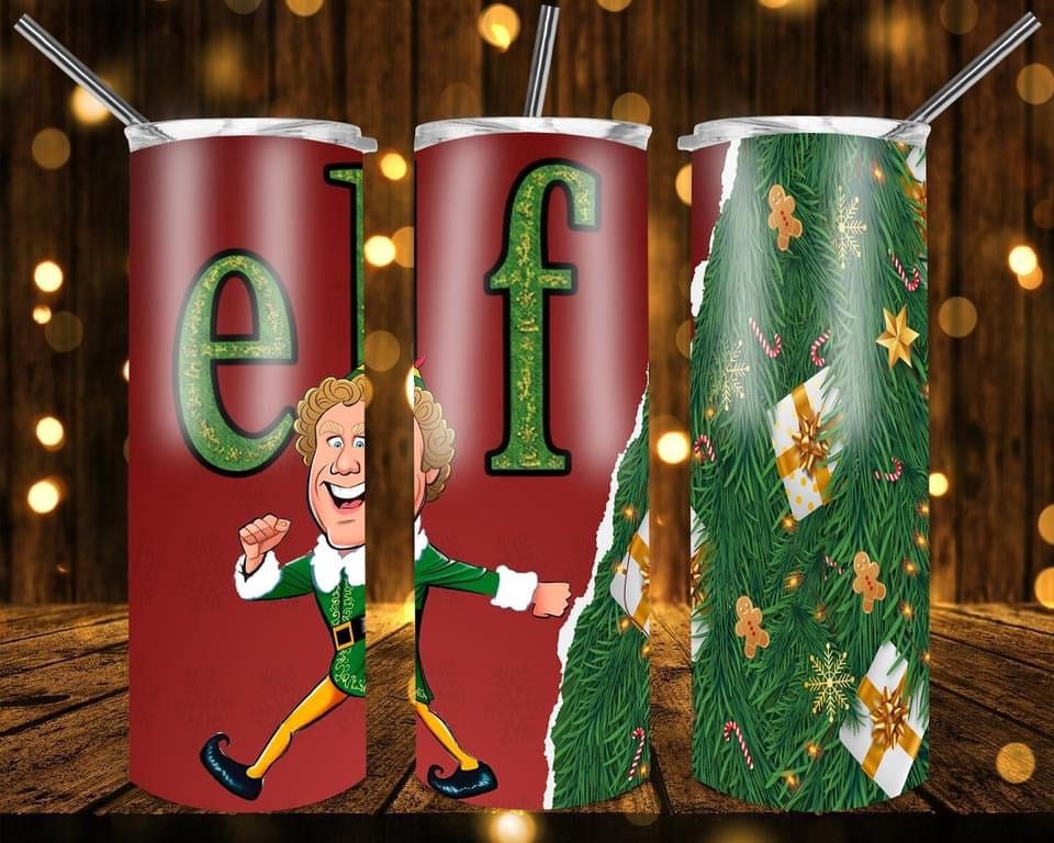 Elf Christmas - 20oz or 30oz Skinny Tumblers w/ Lid and Metal Straw