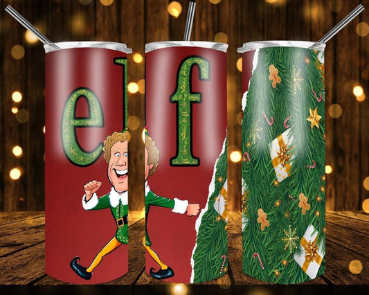 Elf Christmas - 20oz or 30oz Skinny Tumblers w/ Lid and Metal Straw