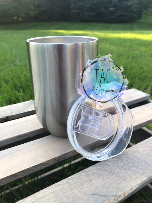 12 oz Stemless Wine Tumbler -Silver