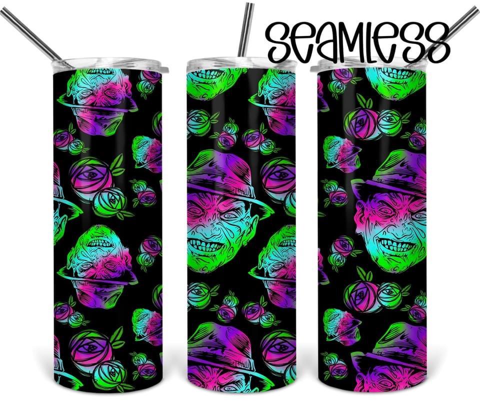 Glow in the Dark Scary - 20oz or 30oz Skinny Tumblers w/ Lid and Metal Straw