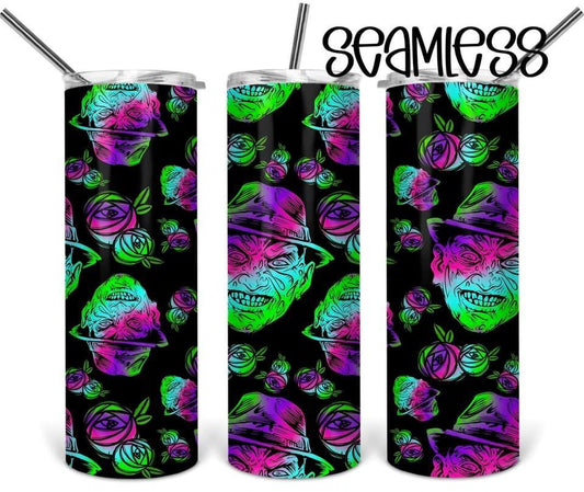 Glow in the Dark Scary - 20oz or 30oz Skinny Tumblers w/ Lid and Metal Straw