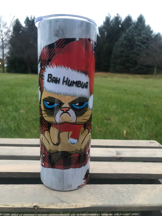 Bah Humbug 20 oz Skinny Tumbler w/Lid and Metal Straw