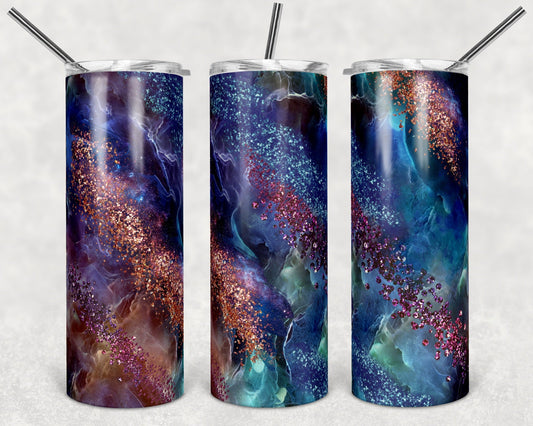 Purple Christmas Glitter- 20oz or 30oz Skinny Tumblers w/ Lid and Metal Straw
