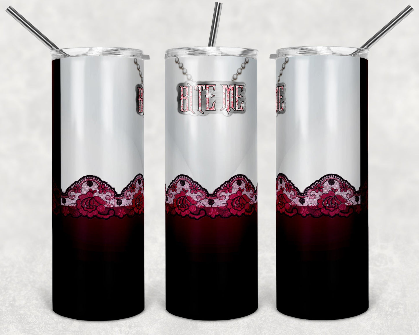 Vampire Bite Me - 20 oz or 30oz Skinny Tumblers w/ Lid and Metal Straw