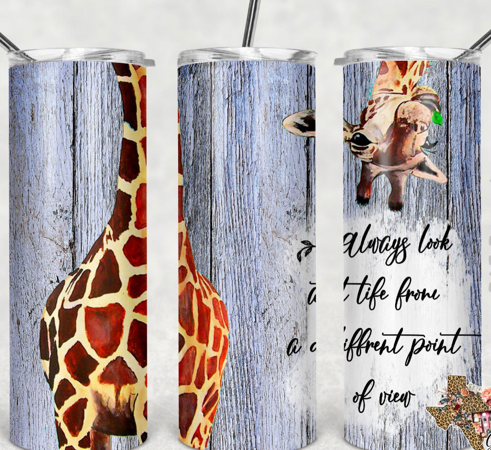 Giraffe Point of View- 20oz or 30oz Skinny Tumblers w/ Lid and Metal Straw