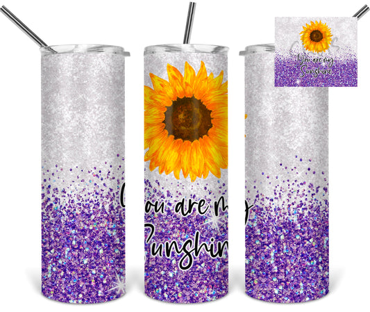 You Are My Sunshine Flower - 20oz or 30oz Skinny Tumblers w/ Lid and Metal Straw