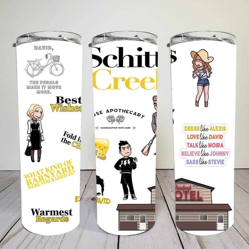 Schitts Creek Bobble Head- 20oz or 30oz Skinny Tumblers w/ Lid and Metal Straw