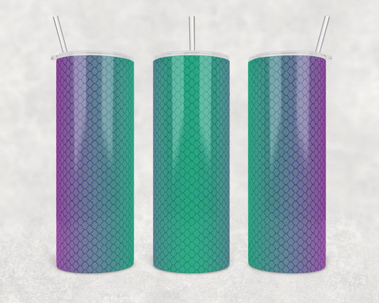 Green and Purple Plain-20 oz or 30oz Skinny Tumblers w/ Lid and Metal Straw
