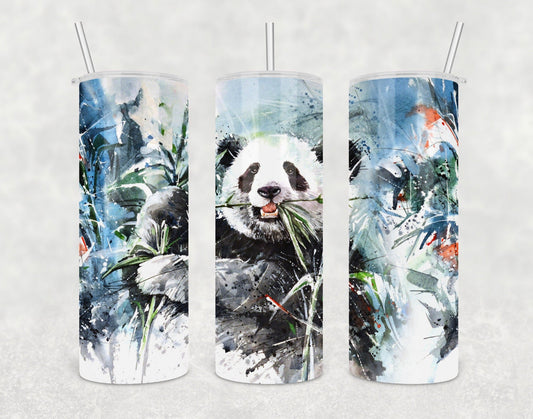 Panda - 20 oz or 30oz Skinny Tumblers w/ Lid and Metal Straw