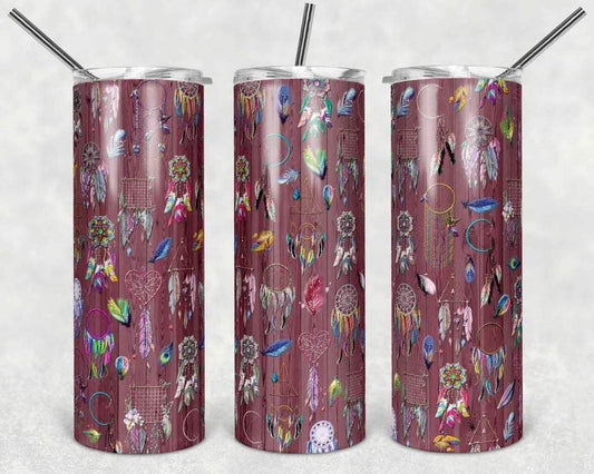 Dream Catcher - 20 oz or 30oz Skinny Tumblers w/ Lid and Metal Straw