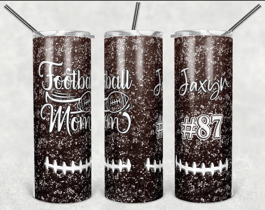 Fancy Football Mom- 20oz or 30oz Skinny Tumblers w/ Lid and Metal Straw